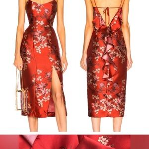JOHANNA ORTIZ El Dia Que Me Quieras Dress Satin Victorian Red Ruffle Holiday 6
